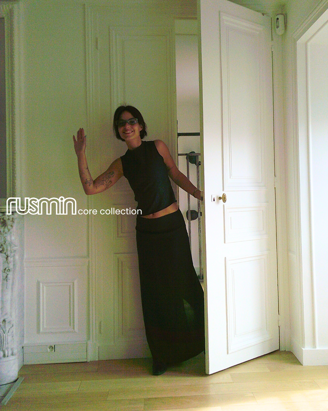 Jupe longue en laine rayée Margaux (Pre-order)